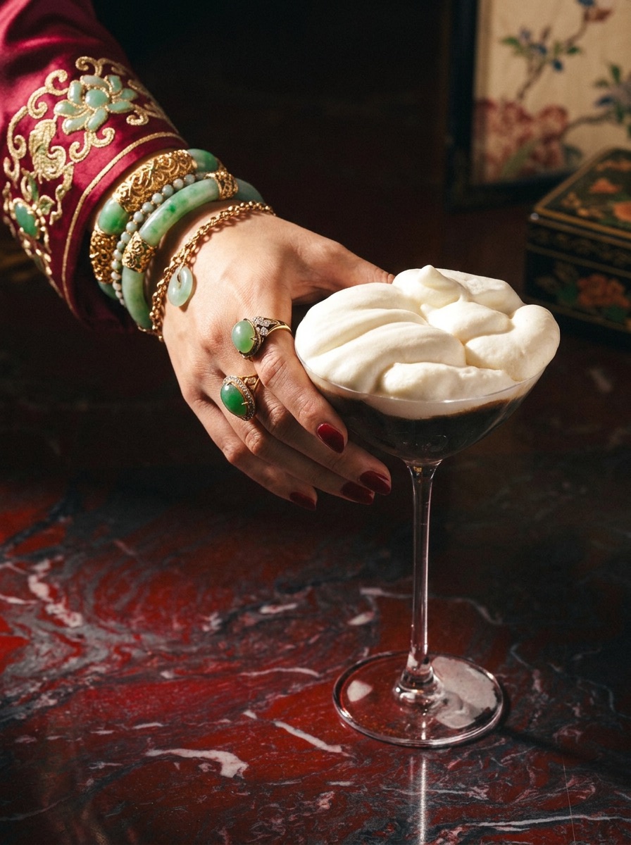 A martini with a foam top at SHO Asian Table