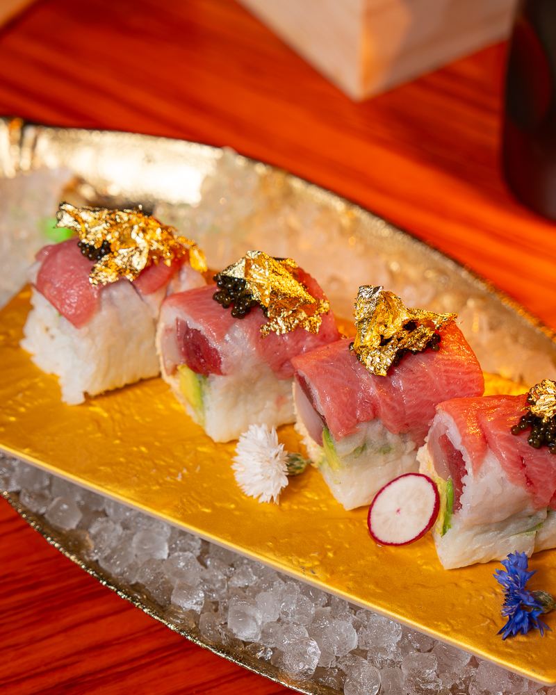 24K SHO roll topped with toro, caviar and gold flakes