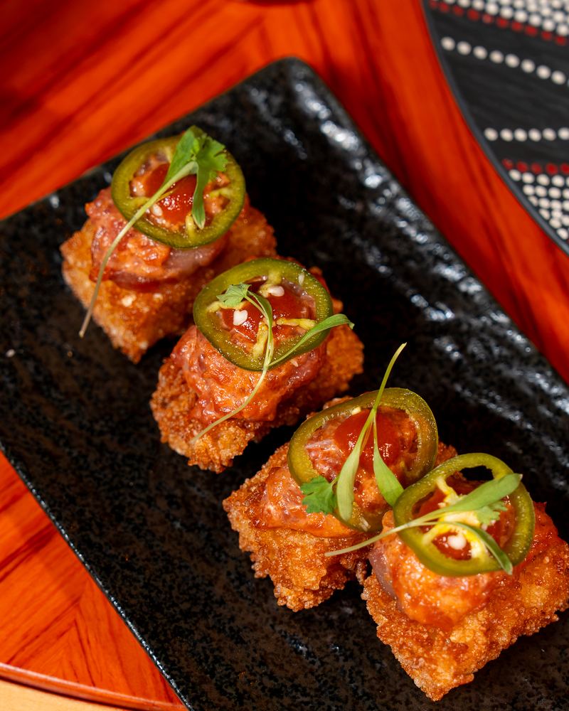 Tokyo Crunch, crispy sushi rice with spicy tuna and jalapeño
